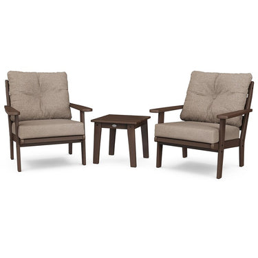 POLYWOOD Lakeside 3-Piece Deep Seating Chair Set - Mahogany / Spiced Burlap